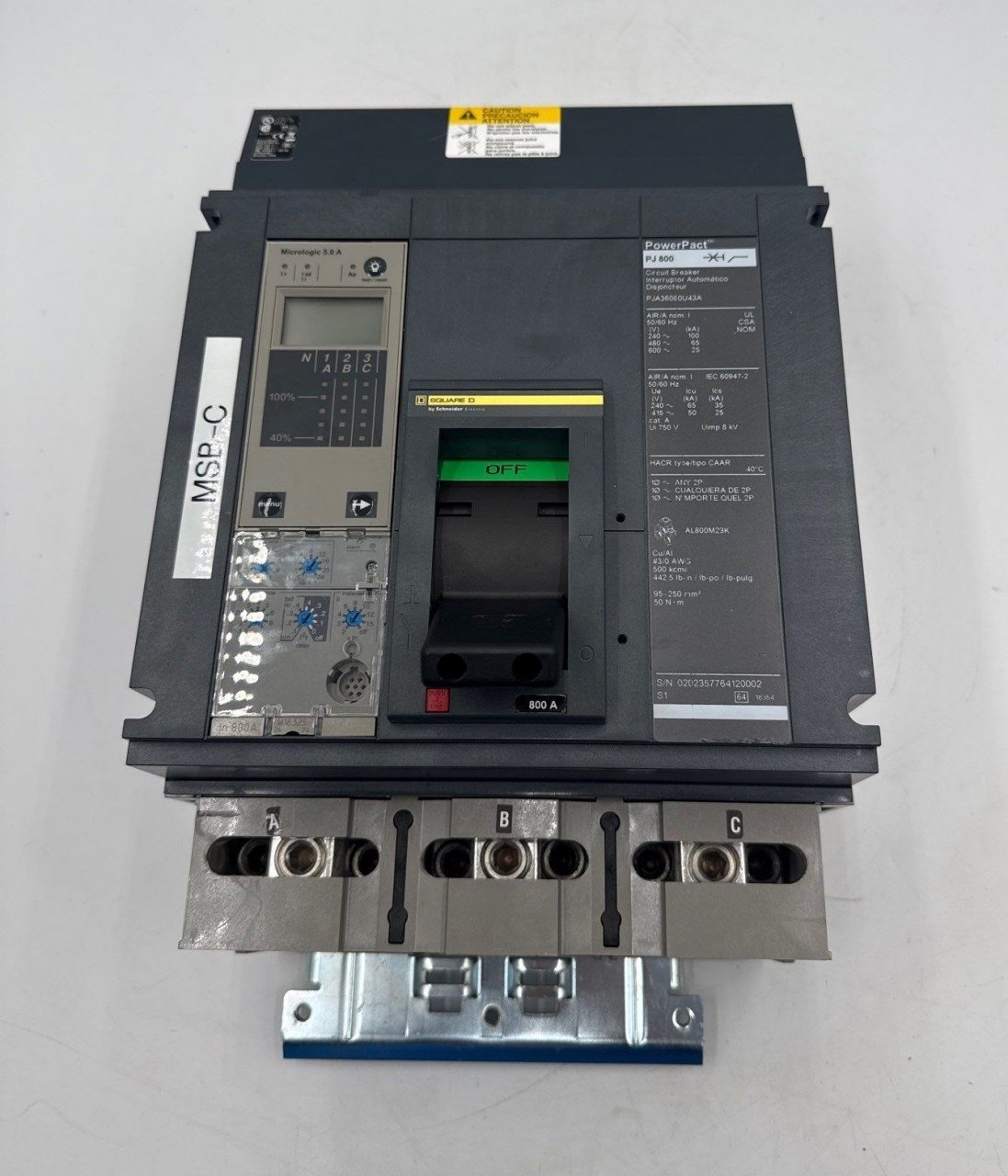 Square D PJA36080U43A I Line Circuit Breaker 800A 3P 600V PJA 800 Amp 3 ...